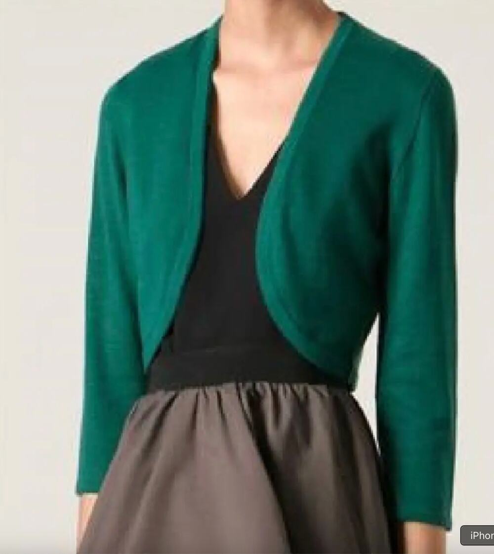 OSCAR DE LA RENTA Turquoise Bolero Silk Cashmere Sweater Size XL